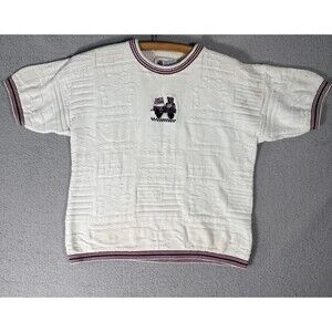 Vintage Cotton Harbor Sweater Womens Size M 3D Knit Patriot Bear Cottage Teacher